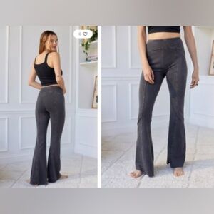 Out From Under Cotton Aria Seamed Flare Pant Washed Black - Small